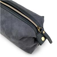 Suede Finish Cosmetic Bag – Minimalist Travel Makeup Pouch with Zipper Closure